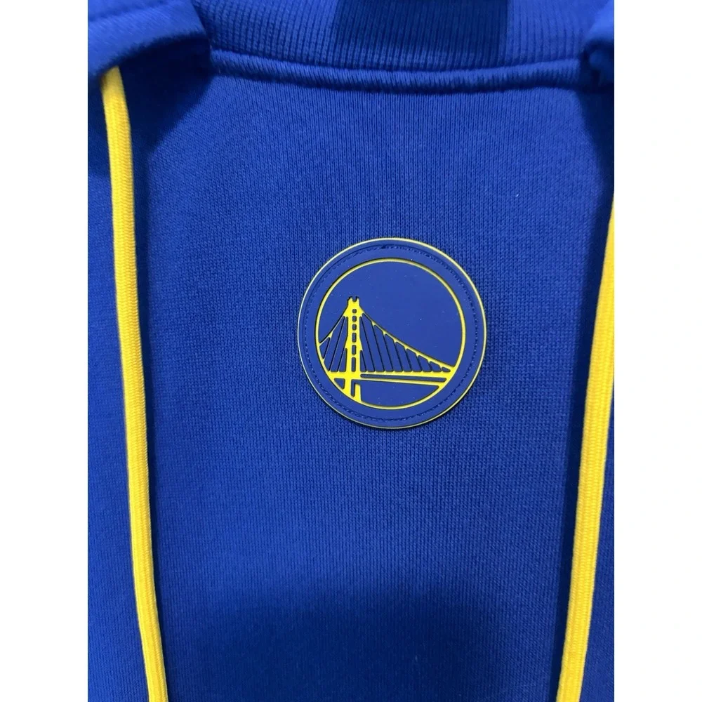 Nike NBA Golden State Warriors Mens L Blue Yellow Pullover Hoodie Zip Pocket